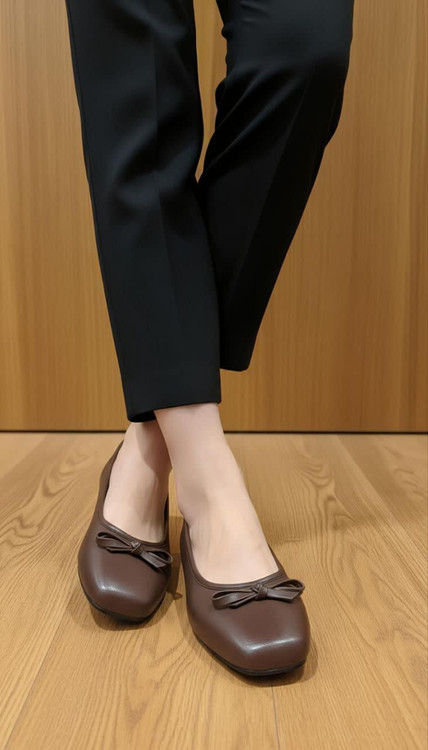 کفش زنانه راحتی روزمره قهوه ای مدل عروسکی