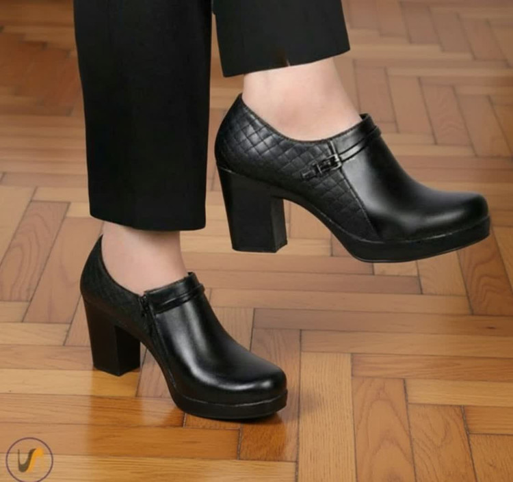 کفش پاشنه بلوند طبی زنانه آنیتا مشکی - مناسب محل کار